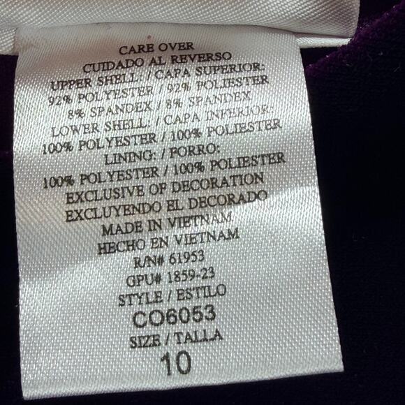 Jona Michelle Kids Purple Velvet Dress Size 10 Glitter Mesh Lace Bow Holiday - Picture 8 of 14